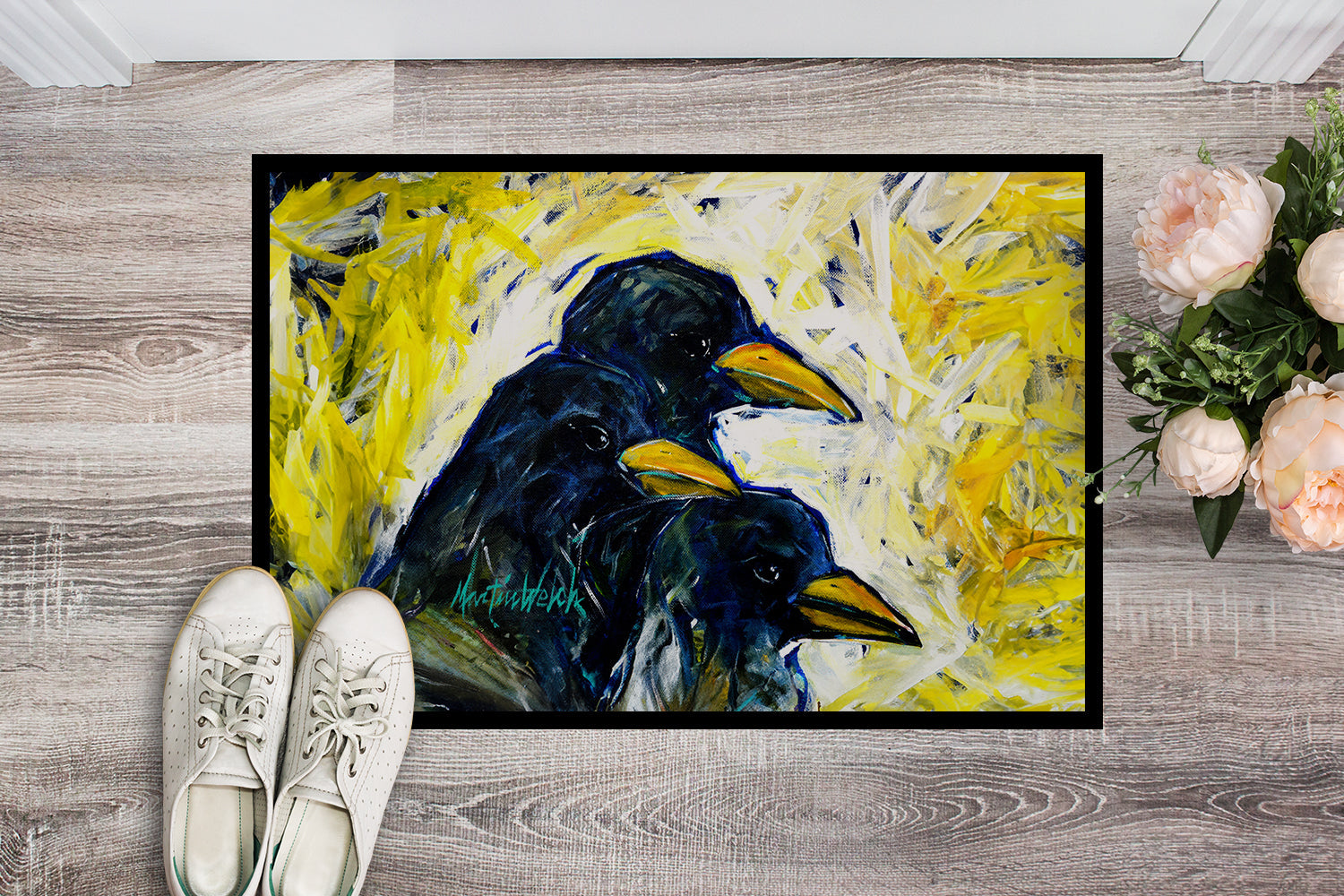 Baked In A Pie Crows Doormat Indoor Outdoor 24H X 36W Front Door Mat Rugs for Entryway, Non Slip Washable Low Pile,