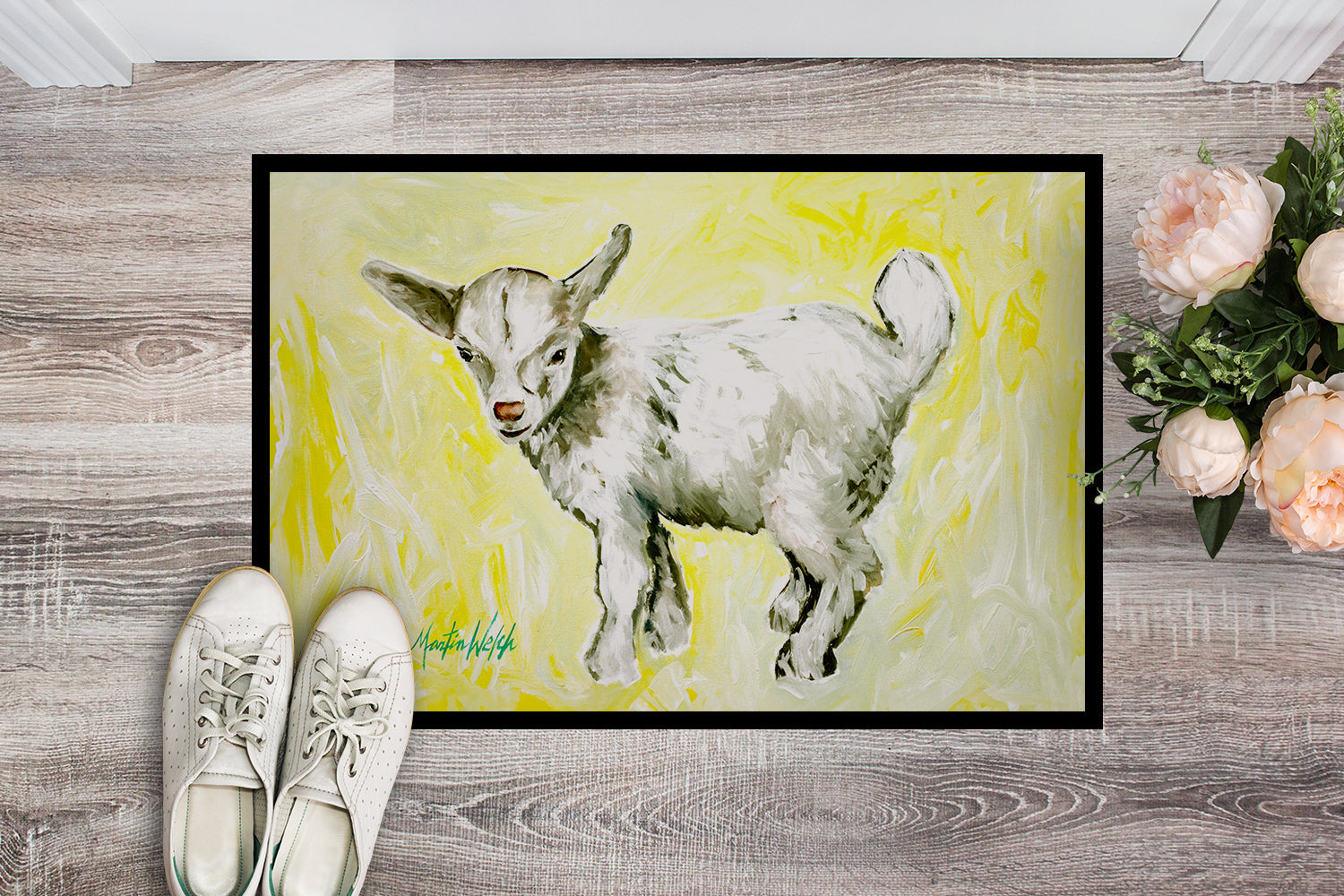 Billy The Kid Goat Doormat Indoor Outdoor 24H X 36W Front Door Mat Rugs for Entryway, Non Slip Washable Low Pile,