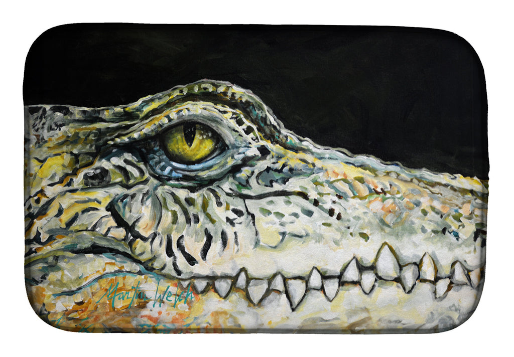 Bite Me Alligator Dish Drying Mat Absorbent Dish Drying Mat Pad for Kitchen Counter Dish Drainer Mat for Countertop, 14 x 21", Multicolor