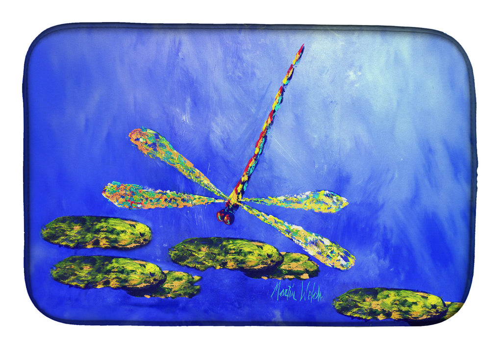 Blue Dragonfly Dish Drying Mat Absorbent Dish Drying Mat Pad for Kitchen Counter Dish Drainer Mat for Countertop, 14 x 21", Multicolor
