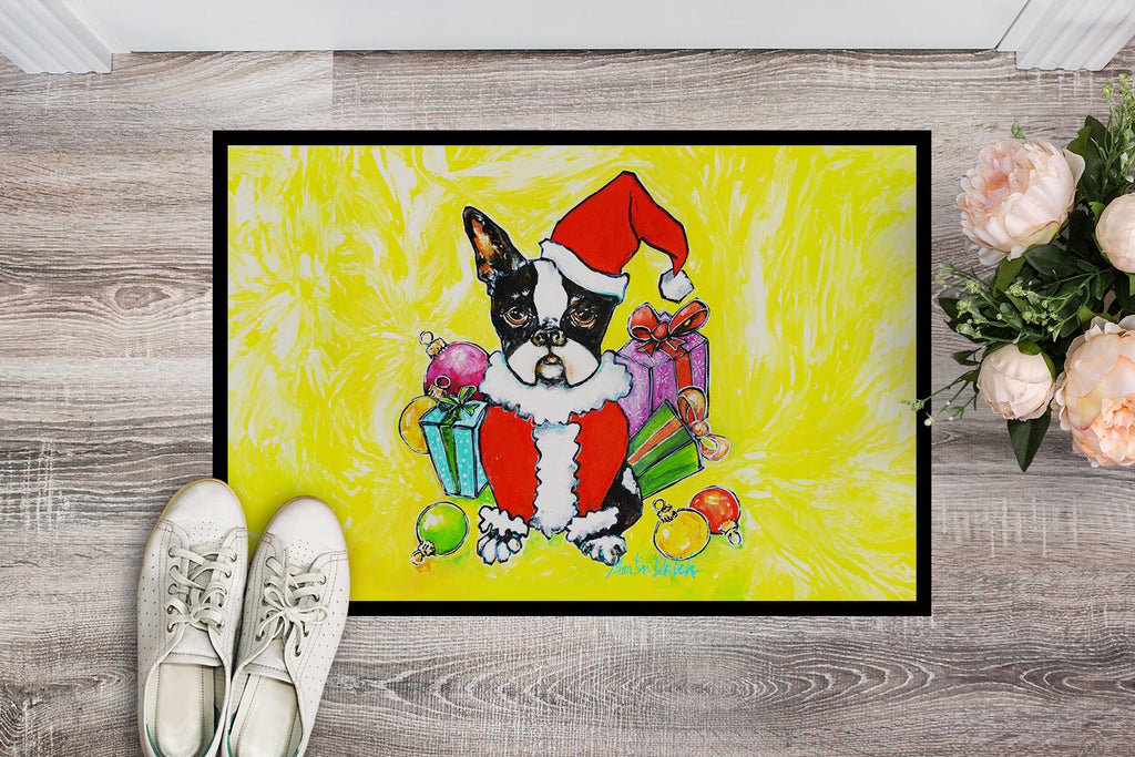 Boston Terrier Stinker That Stole Christmas Doormat Indoor Outdoor 24H X 36W Front Door Mat Rugs for Entryway, Non Slip Washable Low Pile,