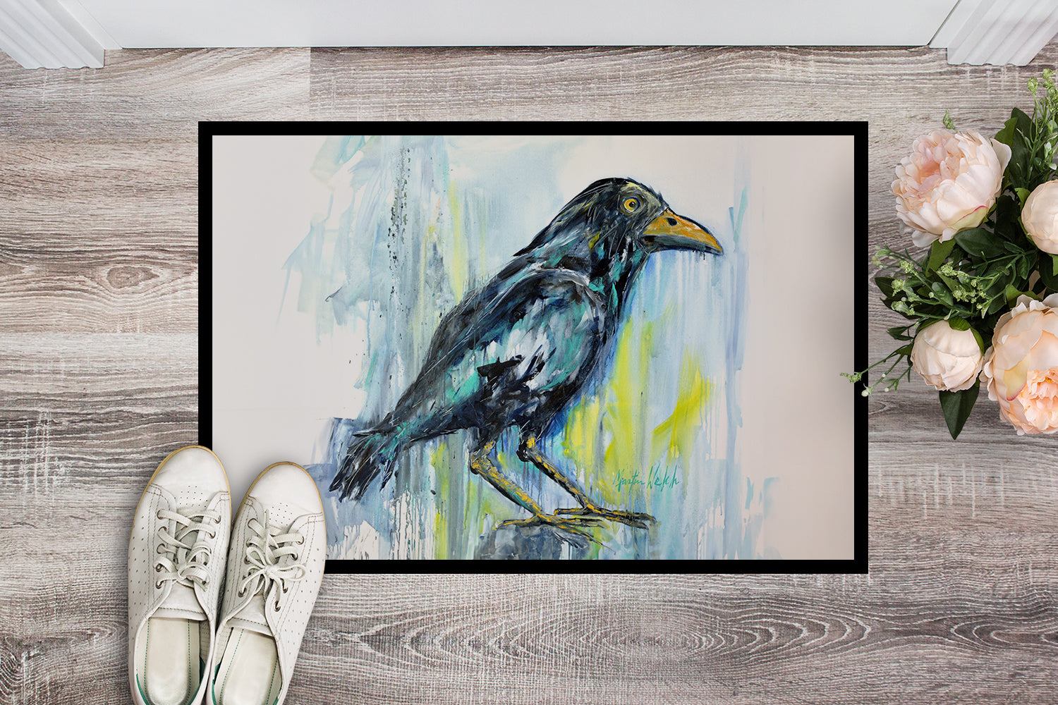 Burnt Corn Crow Doormat Indoor Outdoor 24H X 36W Front Door Mat Rugs for Entryway, Non Slip Washable Low Pile,