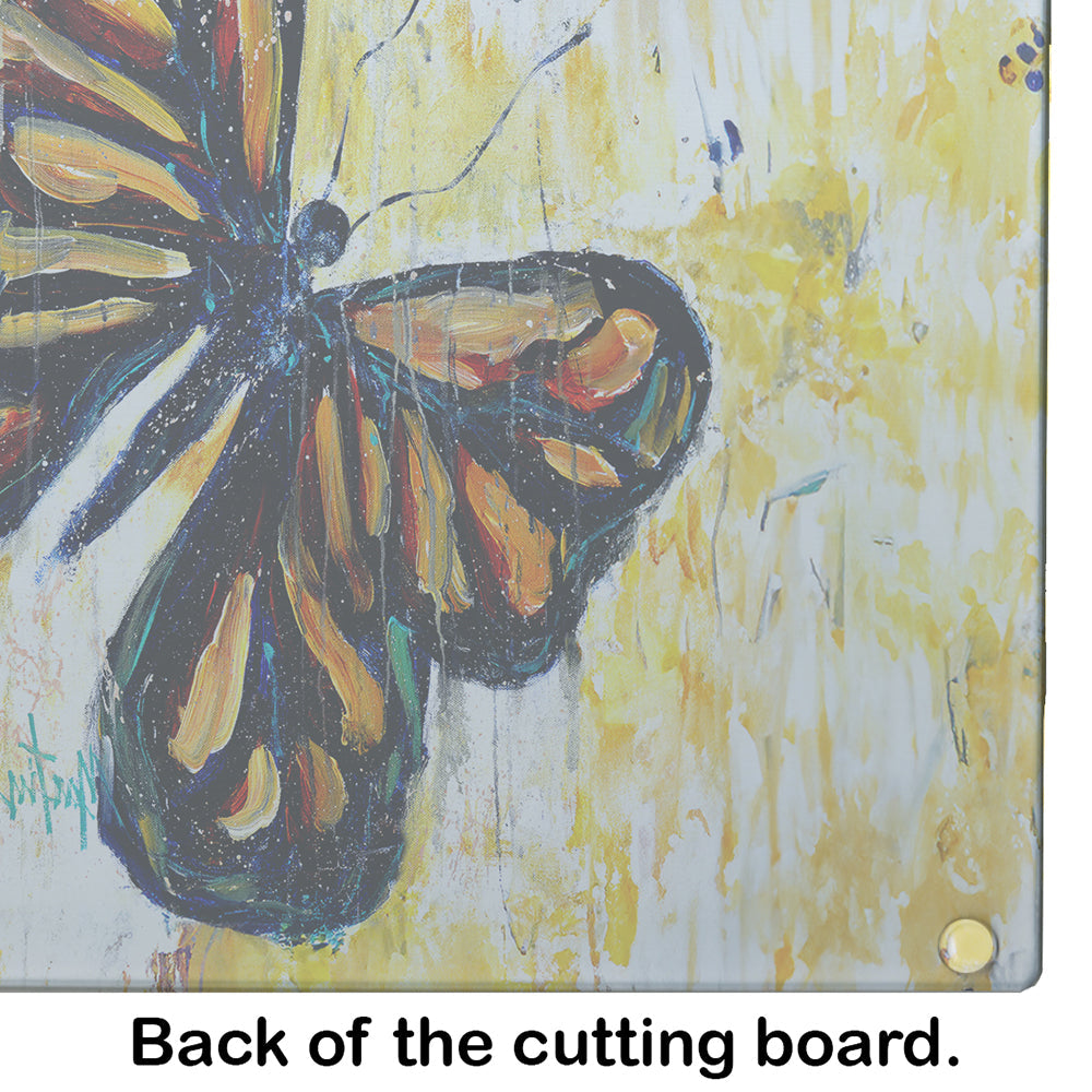 Butterfly Breeze Cutting Board Tempered Glass Kitchen Cutting Surface, Heat Resistant Chopping, Non-Slip Feet, Food Prep & Serving