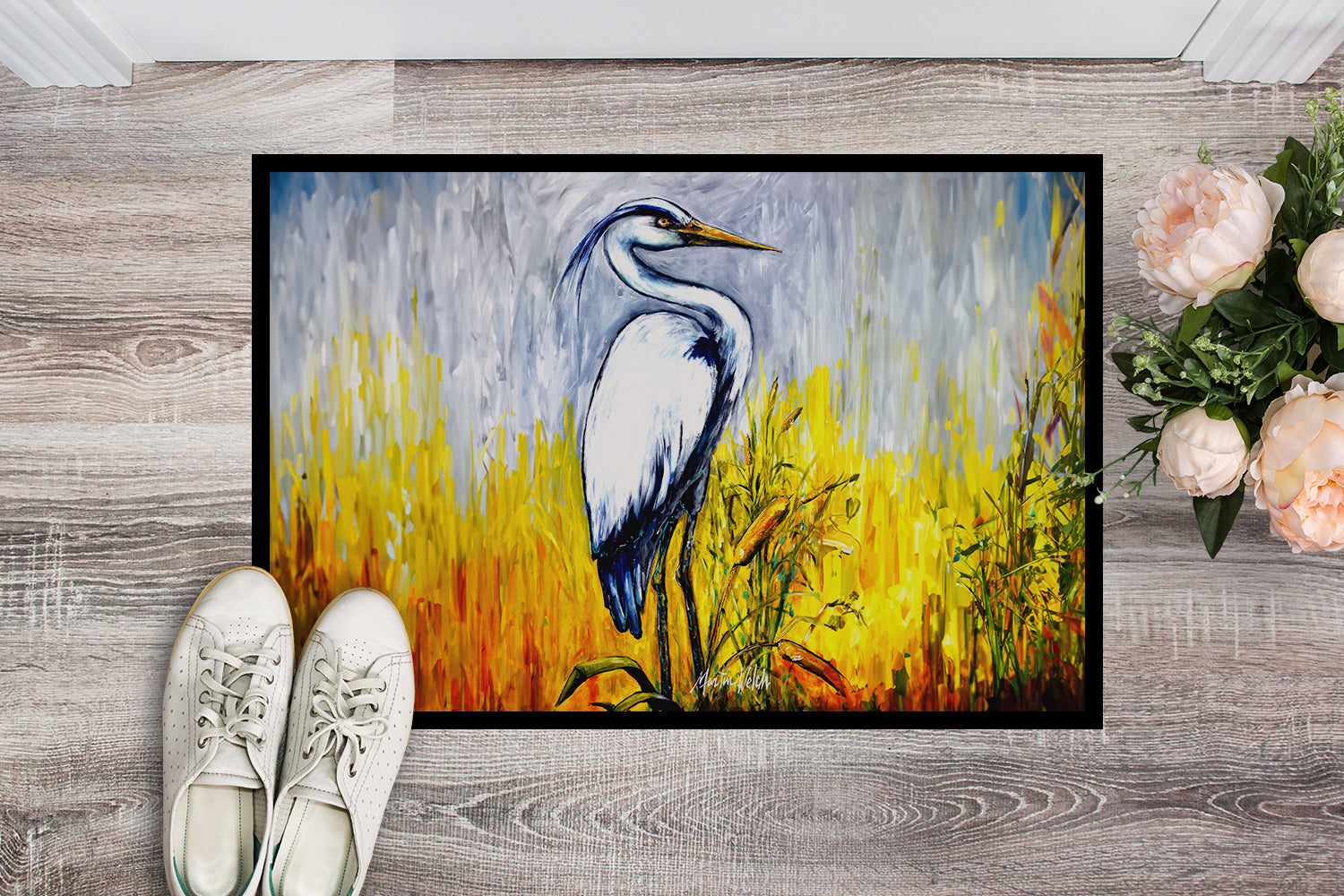 Cattin Around Heron Doormat Indoor Outdoor 18H X 27W Front Door Mat Rugs for Entryway, Non Slip Washable