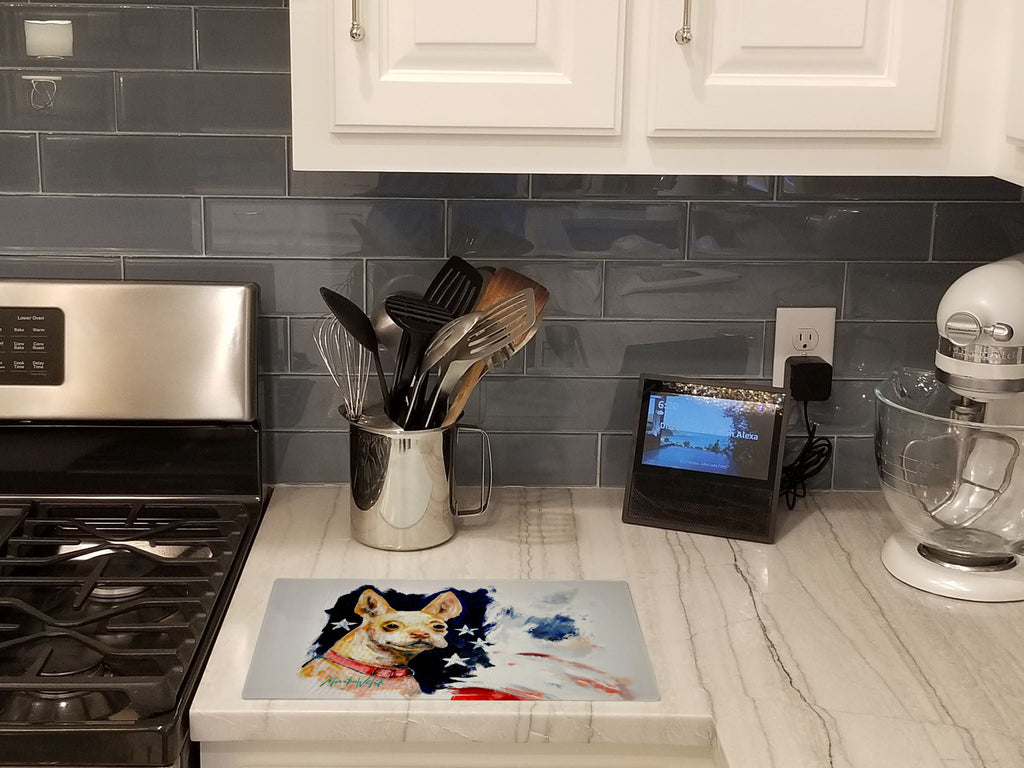 Chevy Boston Terrier Cutting Board Tempered Glass Kitchen Cutting Surface, Heat Resistant Chopping, Non-Slip Feet, Food Prep & Serving