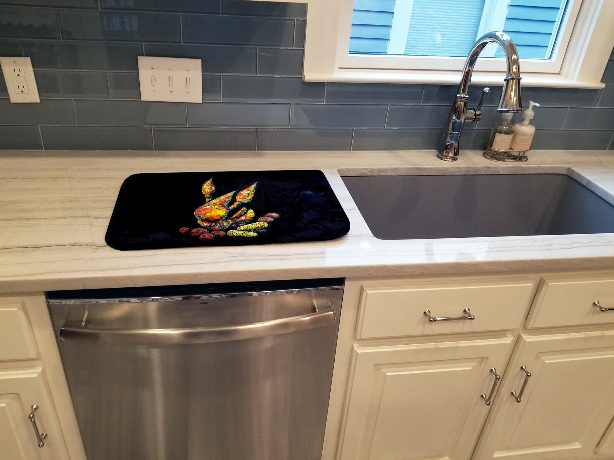 Crawfish Boiling Pot Dish Drying Mat Absorbent Dish Drying Mat Pad for Kitchen Counter Dish Drainer Mat for Countertop, 14 x 21", Multicolor