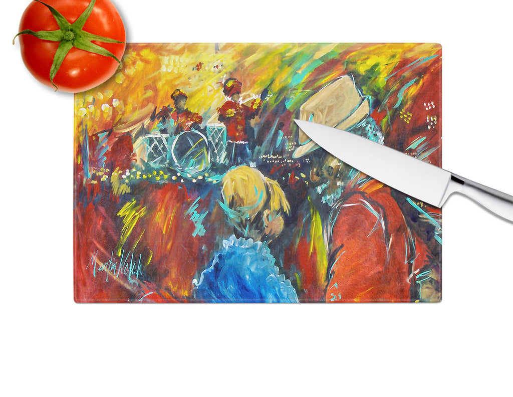 Dance Cutting Board Tempered Glass Kitchen Cutting Surface, Heat Resistant Chopping, Non-Slip Feet, Food Prep & Serving