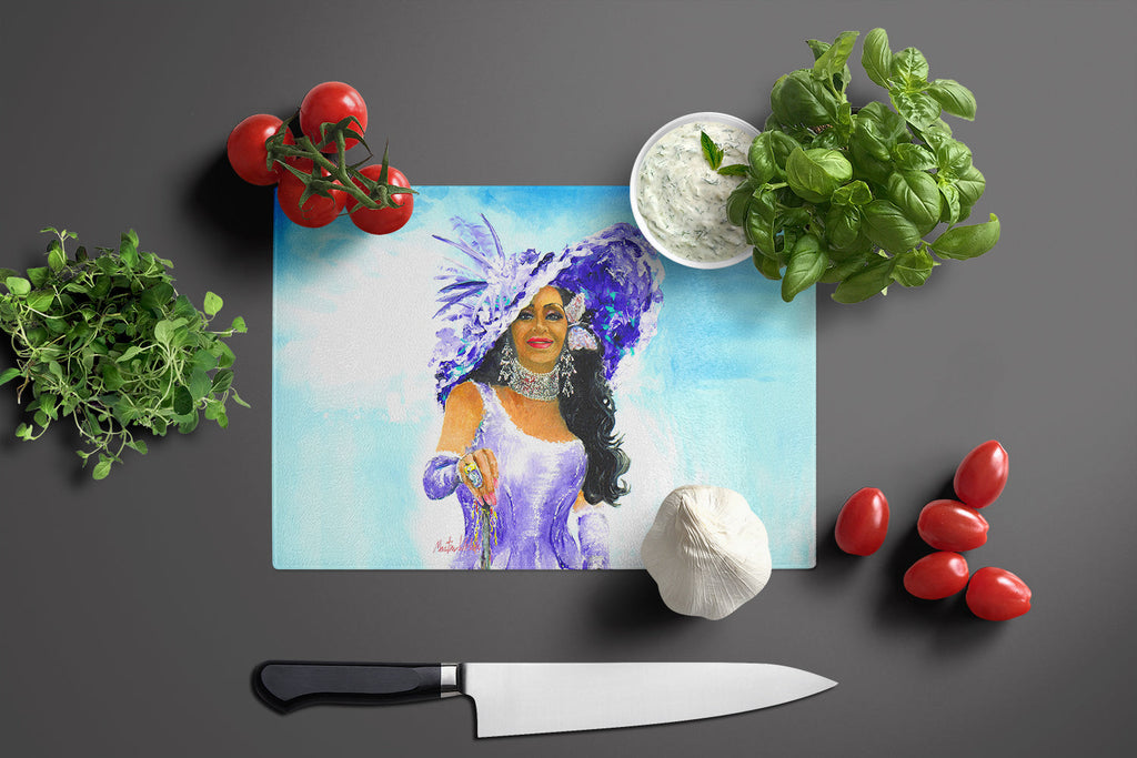Easter Parade Cutting Board Tempered Glass Kitchen Cutting Surface, Heat Resistant Chopping, Non-Slip Feet, Food Prep & Serving