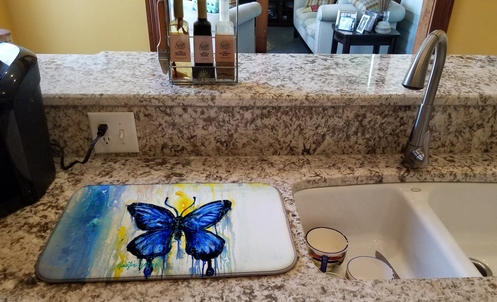 Flutter Butterfly Dish Drying Mat Absorbent Dish Drying Mat Pad for Kitchen Counter Dish Drainer Mat for Countertop, 14 x 21", Multicolor