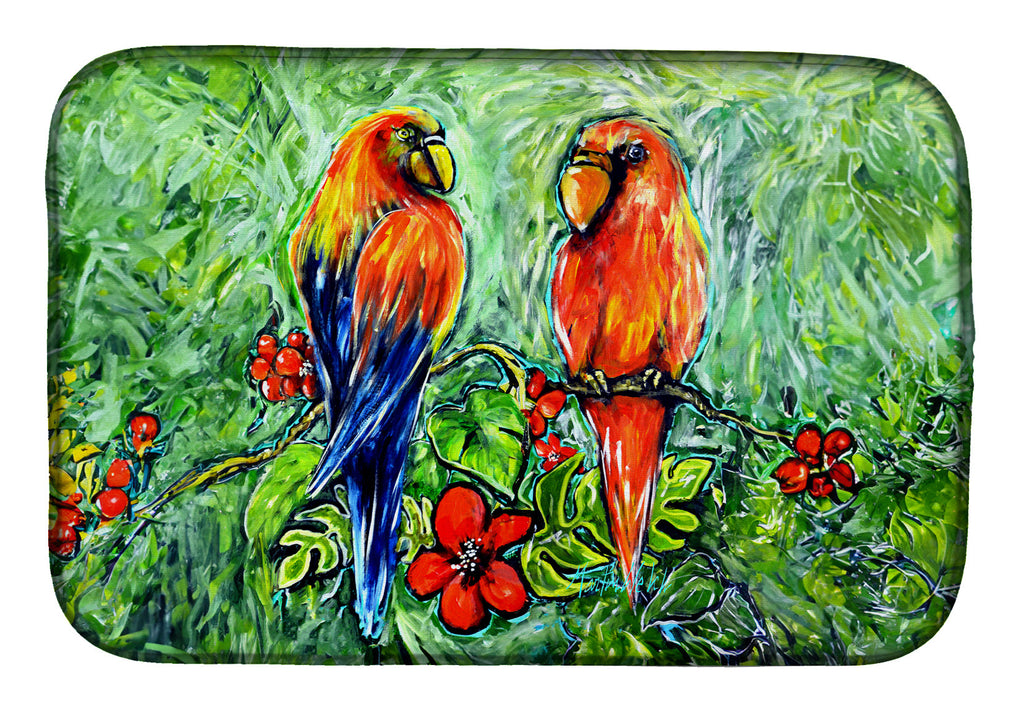 Fred and Freda Parrots Dish Drying Mat Absorbent Dish Drying Mat Pad for Kitchen Counter Dish Drainer Mat for Countertop, 14 x 21", Multicolor