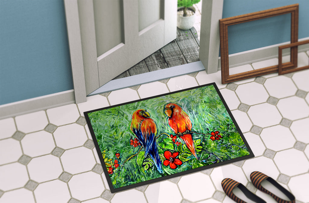Fred and Freda Parrots Doormat Indoor Outdoor 24H X 36W Front Door Mat Rugs for Entryway, Non Slip Washable Low Pile,