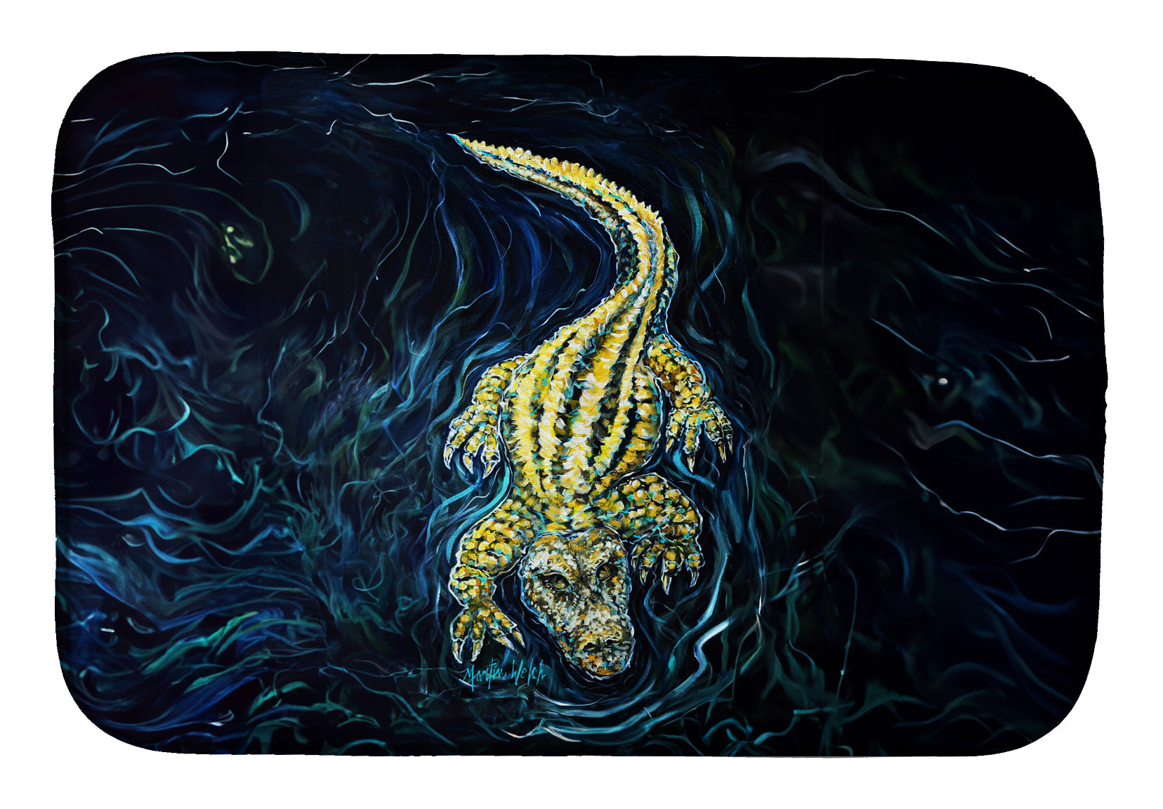 Gator Down Alligator Dish Drying Mat Absorbent Dish Drying Mat Pad for Kitchen Counter Dish Drainer Mat for Countertop, 14 x 21", Multicolor