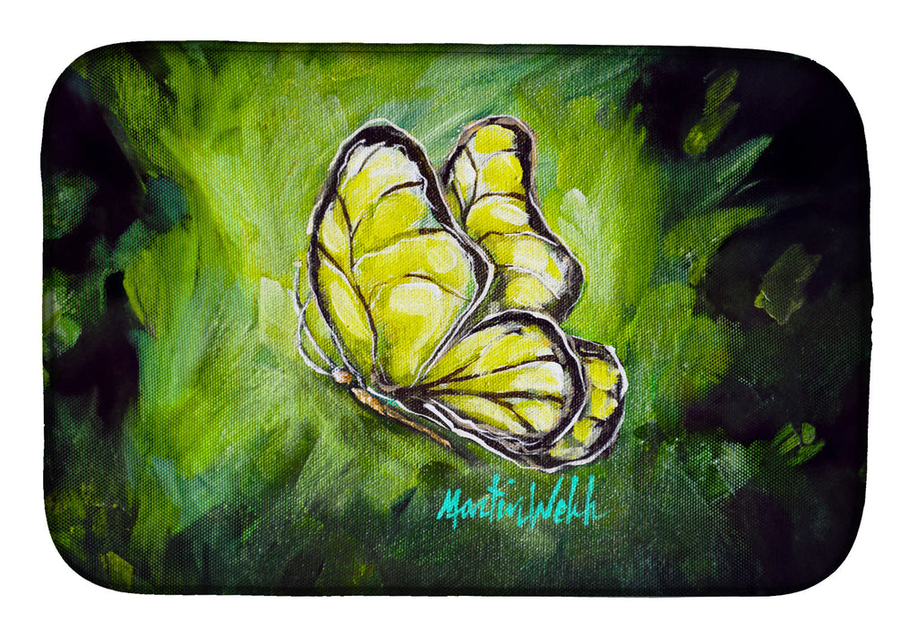 Glover Fly Sage Butterfly Dish Drying Mat Absorbent Dish Drying Mat Pad for Kitchen Counter Dish Drainer Mat for Countertop, 14 x 21", Multicolor