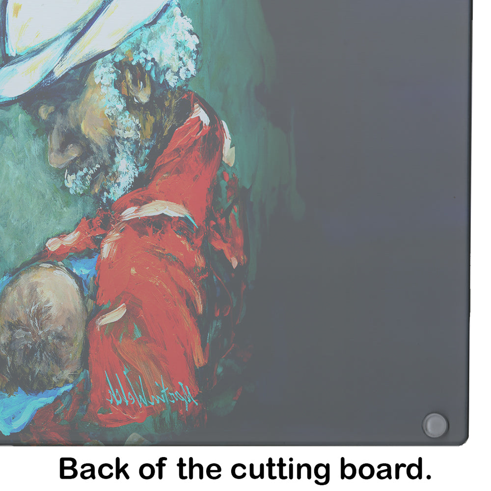 Grand Pappy and Baby Cutting Board Tempered Glass Kitchen Cutting Surface, Heat Resistant Chopping, Non-Slip Feet, Food Prep & Serving