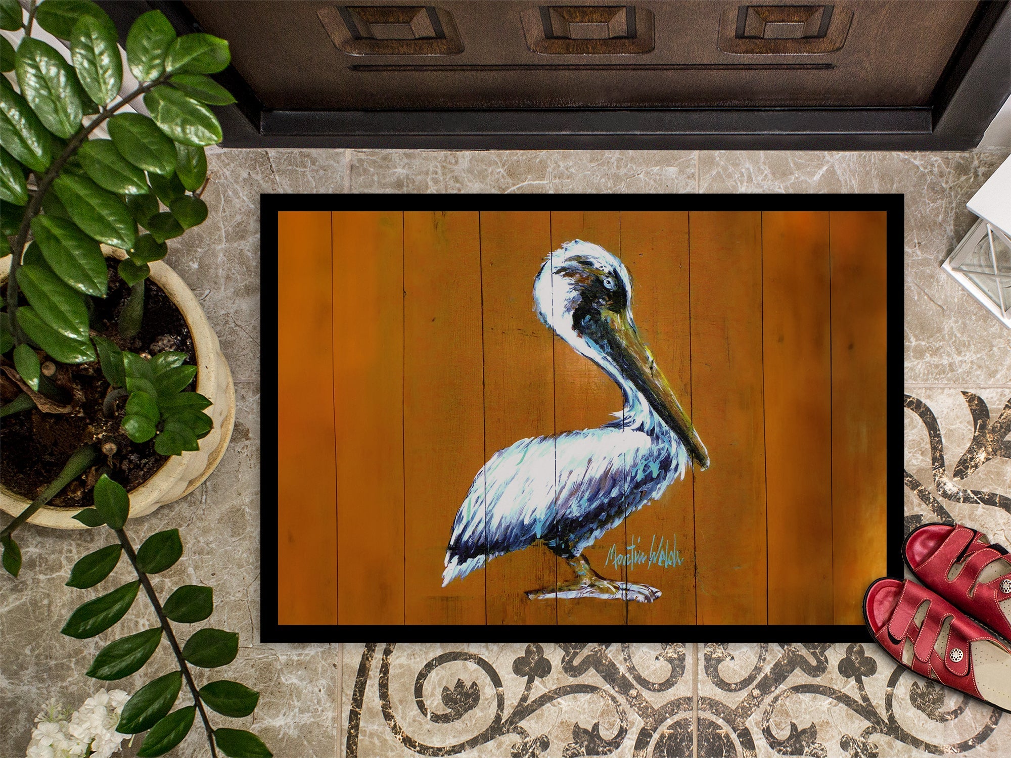 Hangin In Pelican Doormat Indoor Outdoor 24H X 36W Front Door Mat Rugs for Entryway, Non Slip Washable Low Pile,