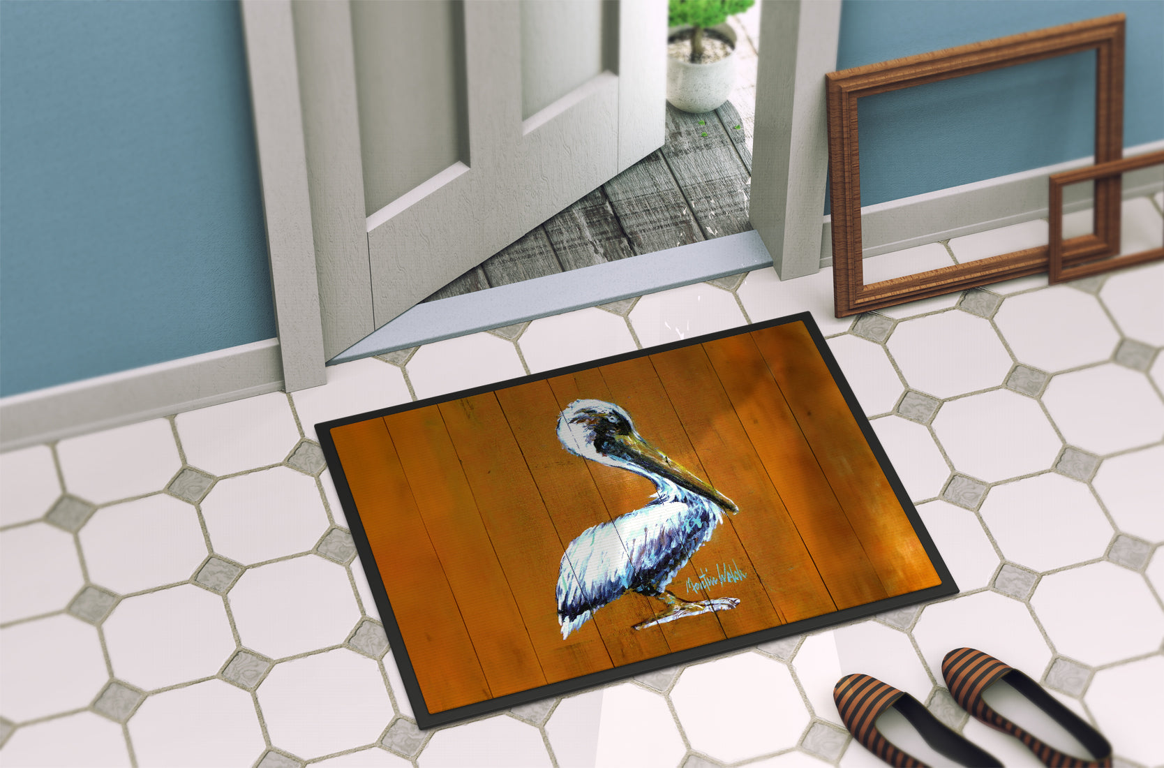 Hangin In Pelican Doormat Indoor Outdoor 24H X 36W Front Door Mat Rugs for Entryway, Non Slip Washable Low Pile,