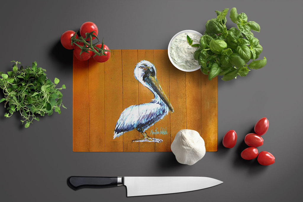 Hangin In Pelican Cutting Board Tempered Glass Kitchen Cutting Surface, Heat Resistant Chopping, Non-Slip Feet, Food Prep & Serving
