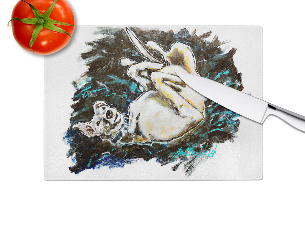 Happy Times Greyhoud Cutting Board Tempered Glass Kitchen Cutting Surface, Heat Resistant Chopping, Non-Slip Feet, Food Prep & Serving