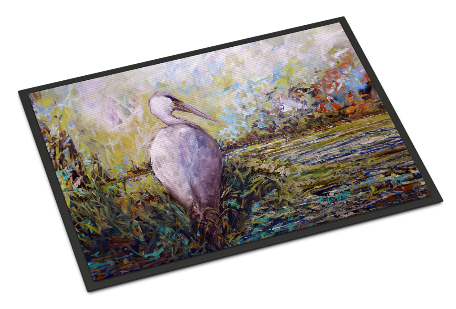 Heron in the Swamp Doormat Indoor Outdoor 18H X 27W Front Door Mat Rugs for Entryway, Non Slip Washable