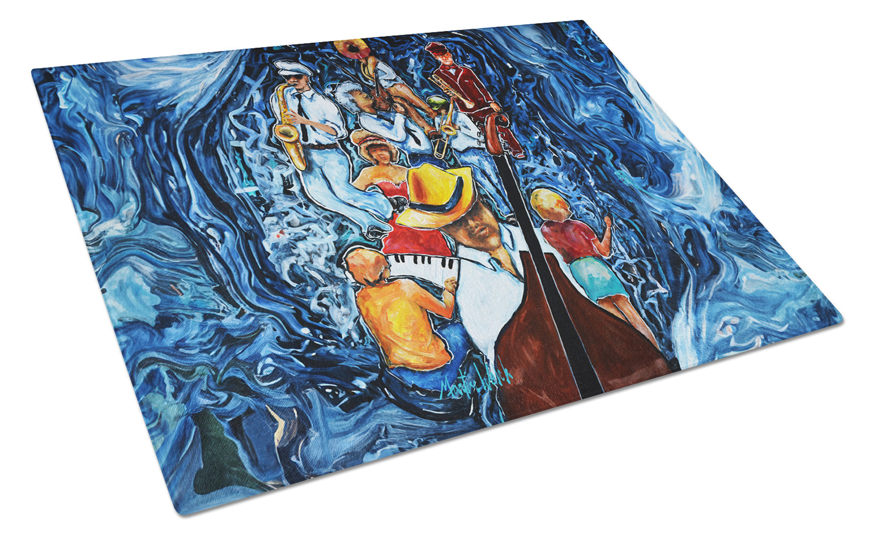 Kinda Jazzy Cutting Board Tempered Glass Kitchen Cutting Surface, Heat Resistant Chopping, Non-Slip Feet, Food Prep & Serving