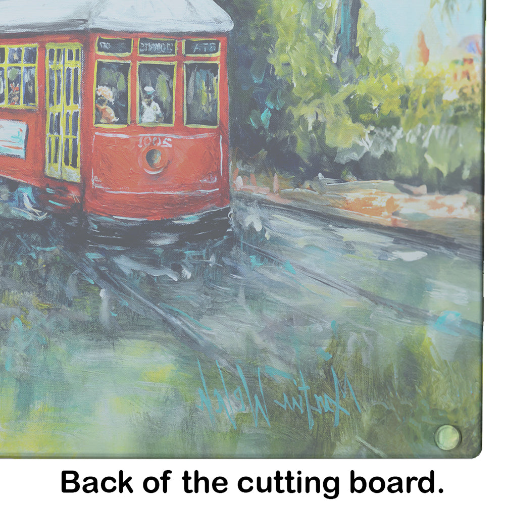 Little Red Street Car Cutting Board Tempered Glass Kitchen Cutting Surface, Heat Resistant Chopping, Non-Slip Feet, Food Prep & Serving