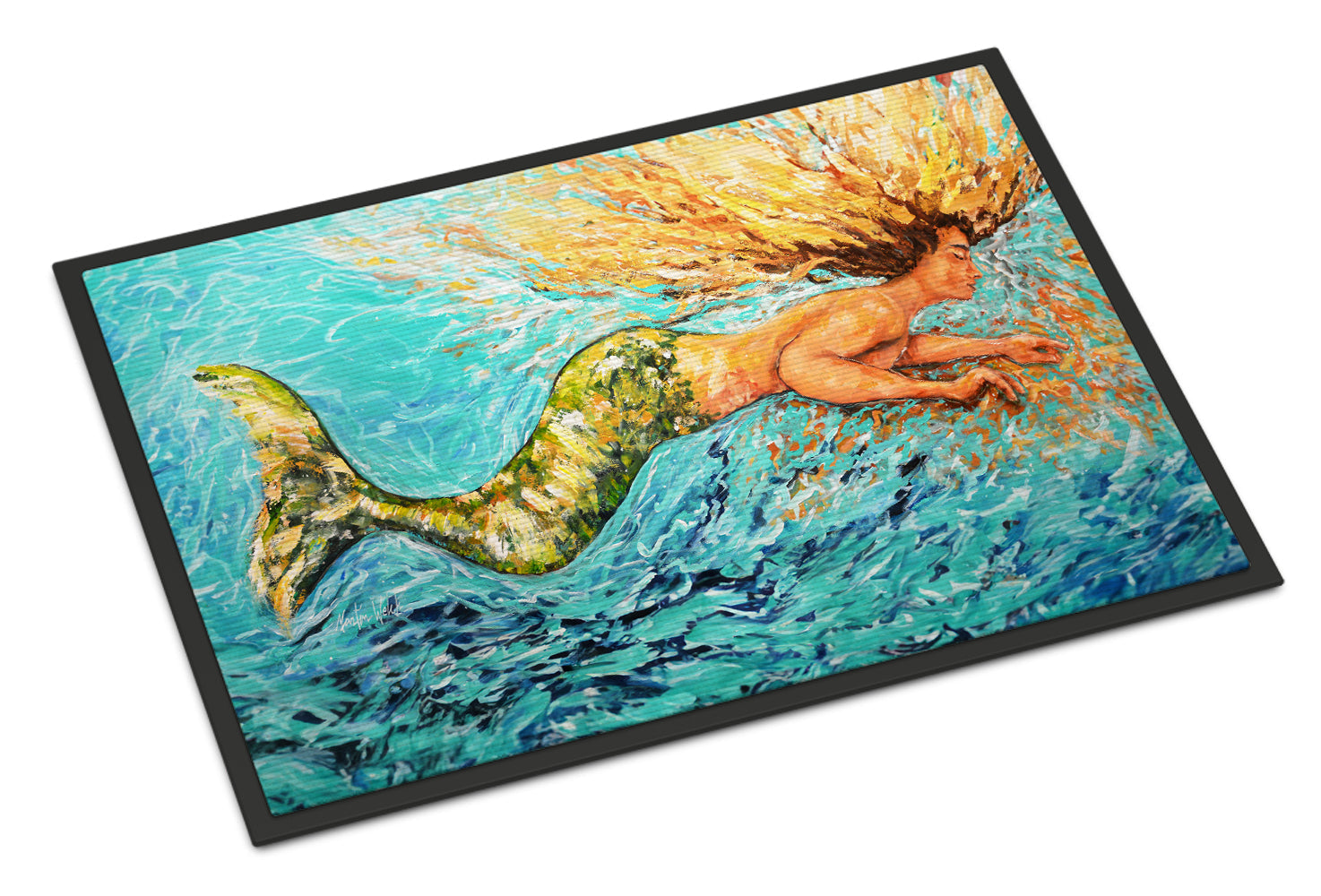 Mermaid After Your Heart Doormat Indoor Outdoor 18H X 27W Front Door Mat Rugs for Entryway, Non Slip Washable