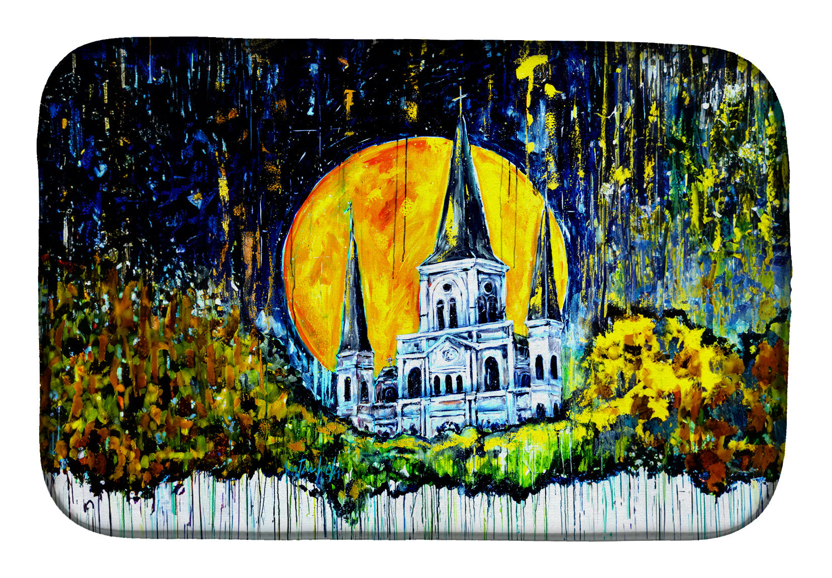 Moonlight Shadows Dish Drying Mat Absorbent Dish Drying Mat Pad for Kitchen Counter Dish Drainer Mat for Countertop, 14 x 21", Multicolor
