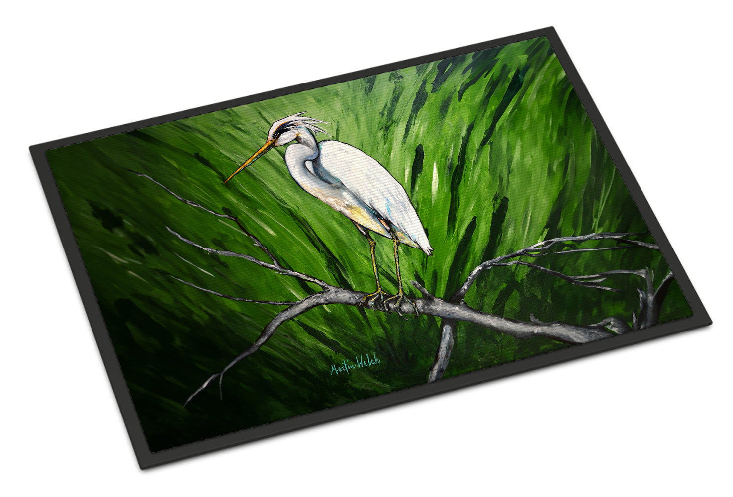 Heron On A Limb Doormat Indoor Outdoor 24H X 36W Front Door Mat Rugs for Entryway, Non Slip Washable Low Pile,