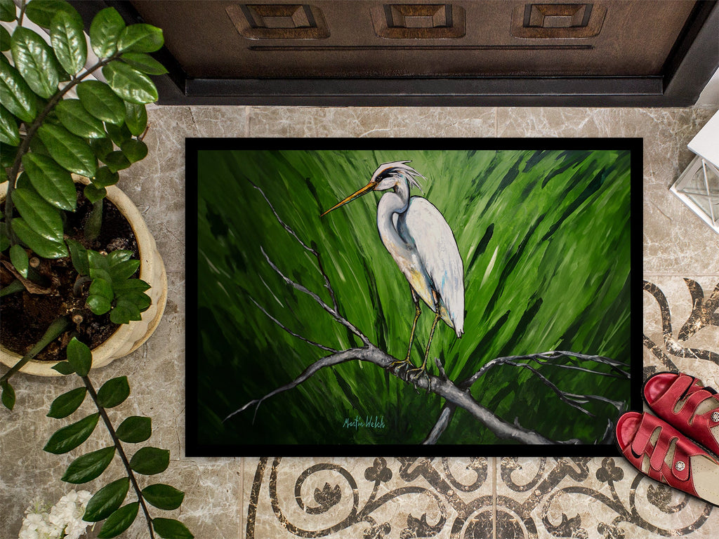Heron On A Limb Doormat Indoor Outdoor 24H X 36W Front Door Mat Rugs for Entryway, Non Slip Washable Low Pile,
