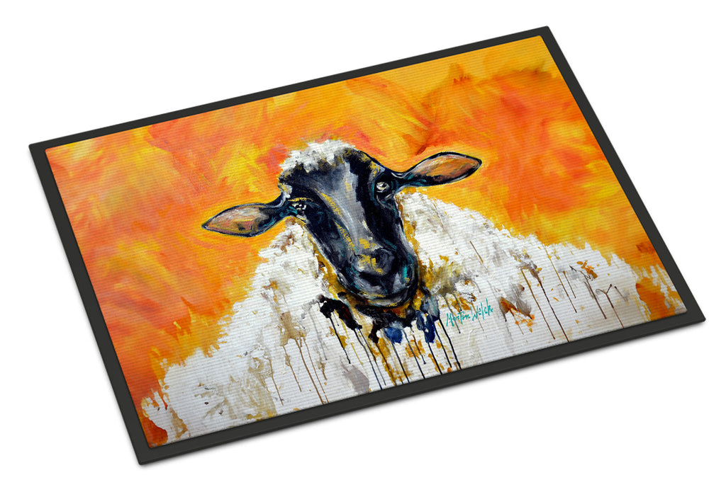 Peach Wool Sheep Doormat Indoor Outdoor 18H X 27W Front Door Mat Rugs for Entryway, Non Slip Washable
