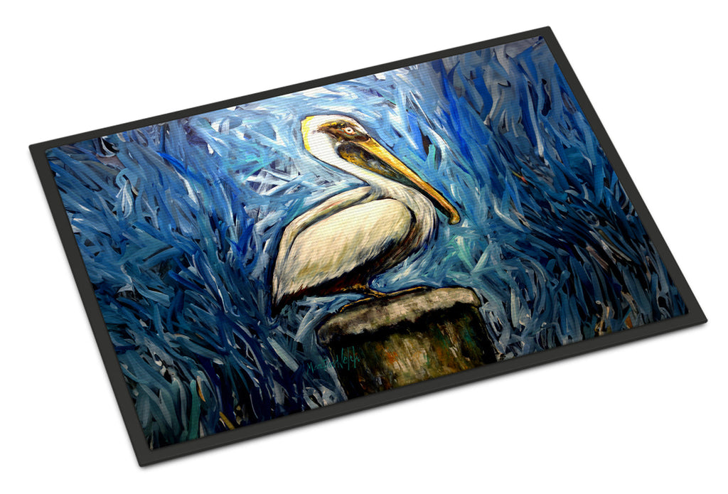 Pelican Blues Doormat Indoor Outdoor 24H X 36W Front Door Mat Rugs for Entryway, Non Slip Washable Low Pile,