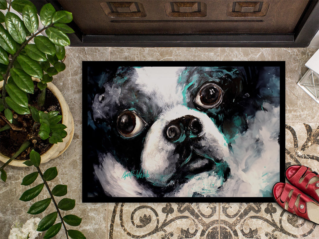 Boston Terrier Pretty Please Doormat Indoor Outdoor 24H X 36W Front Door Mat Rugs for Entryway, Non Slip Washable Low Pile,