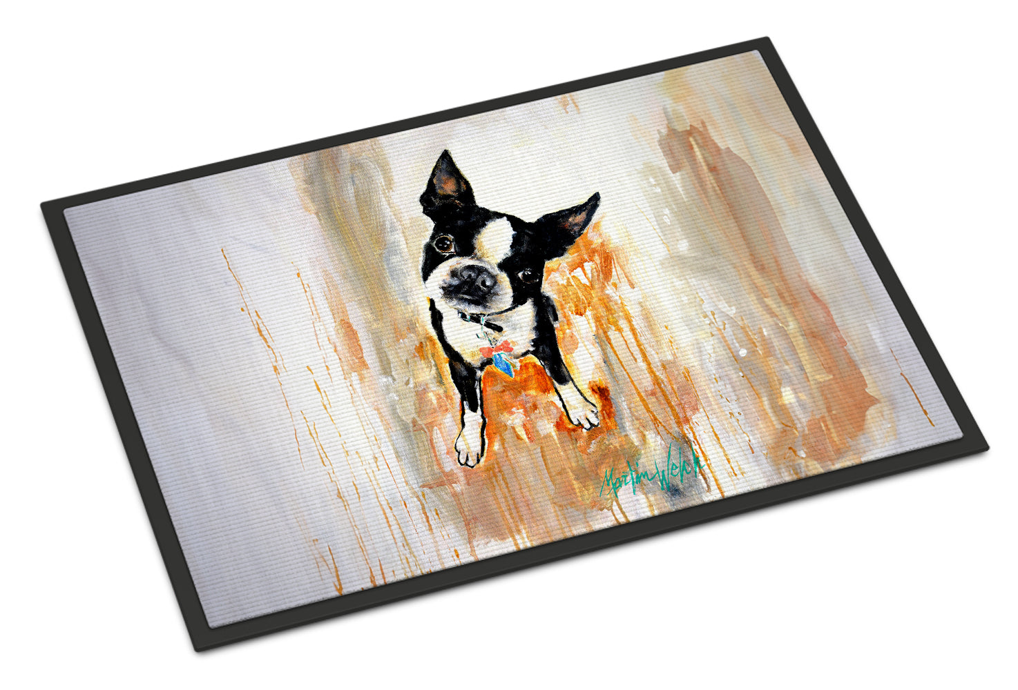 Boston Terrier Scout Doormat Indoor Outdoor 18H X 27W Front Door Mat Rugs for Entryway, Non Slip Washable
