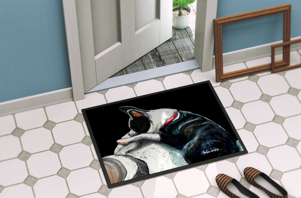 Boston Terrier Spot In The Sun Doormat Indoor Outdoor 18H X 27W Front Door Mat Rugs for Entryway, Non Slip Washable