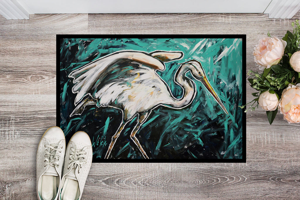 Heron Stretch Doormat Indoor Outdoor 18H X 27W Front Door Mat Rugs for Entryway, Non Slip Washable