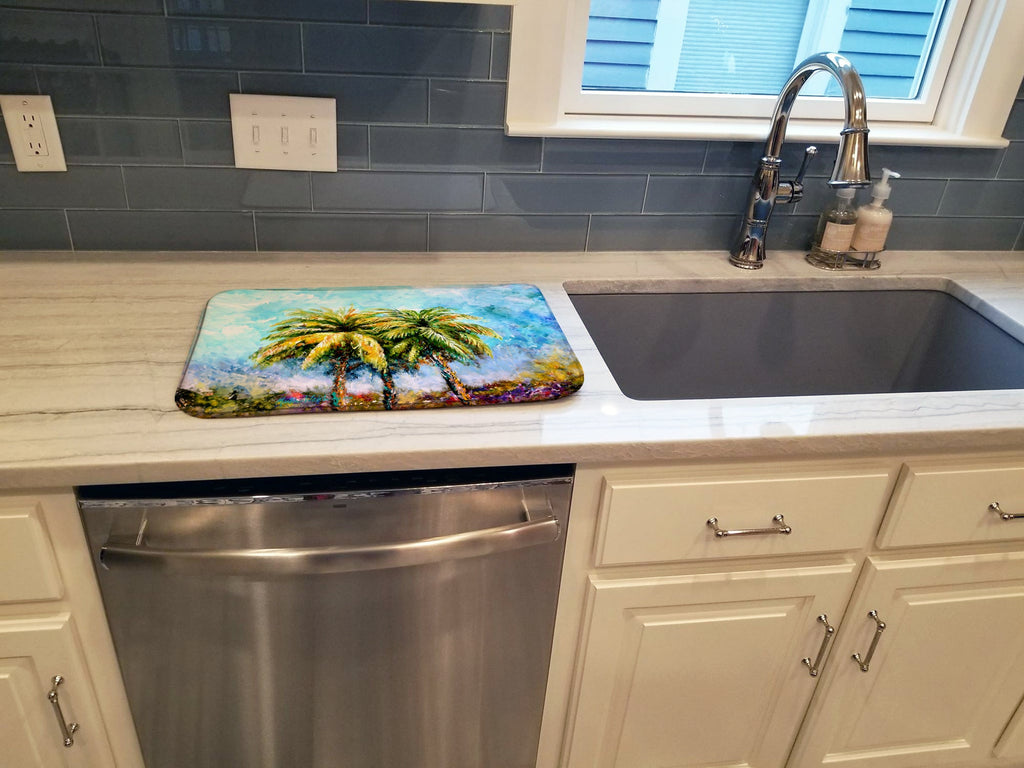 Summer Breezes Palm Tree Dish Drying Mat Absorbent Dish Drying Mat Pad for Kitchen Counter Dish Drainer Mat for Countertop, 14 x 21", Multicolor