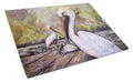 Three Pelicans on a Pier Cutting Board Tempered Glass Kitchen Cutting Surface, Heat Resistant Chopping, Non-Slip Feet, Food Prep & Serving