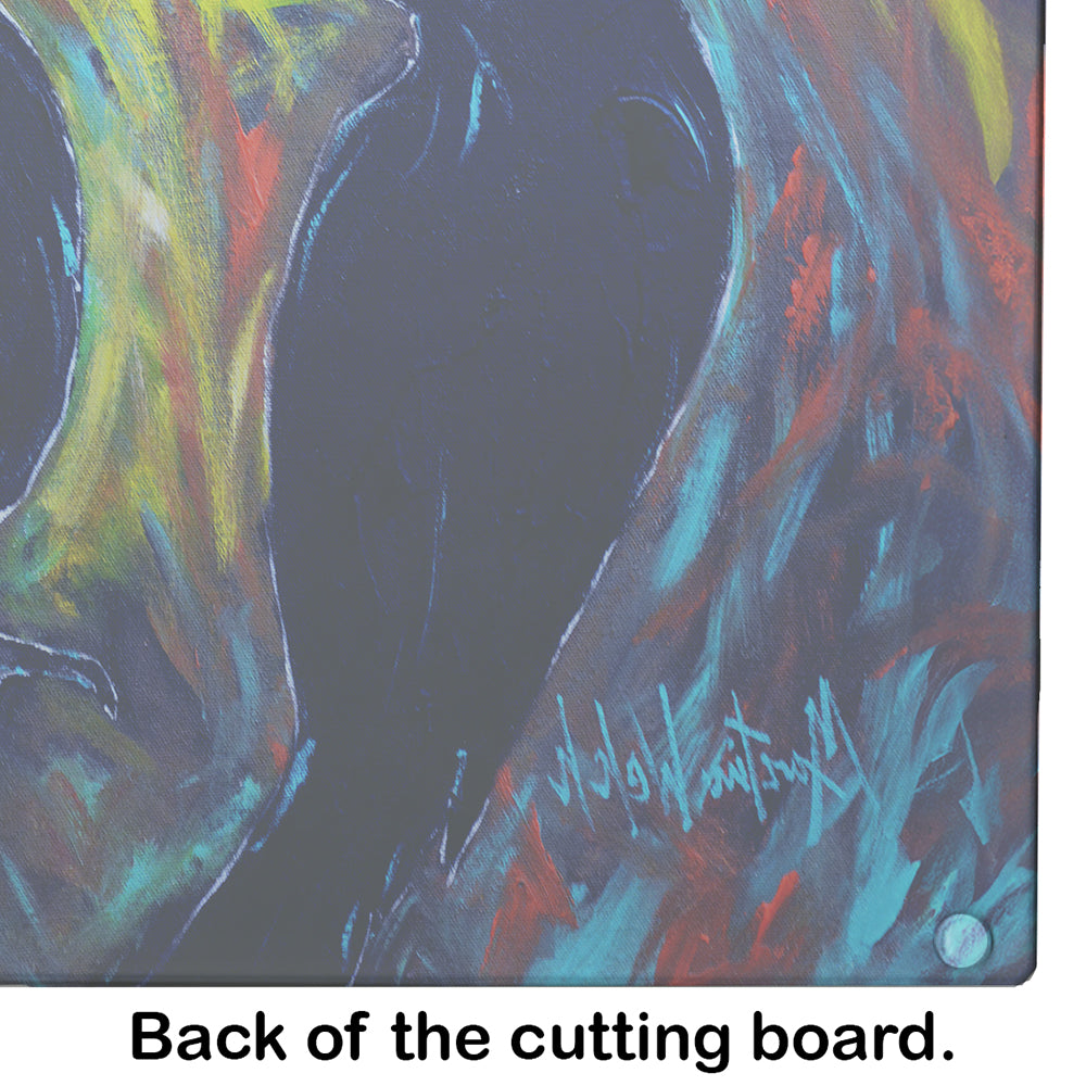 What Was That Black Crows Cutting Board Tempered Glass Kitchen Cutting Surface, Heat Resistant Chopping, Non-Slip Feet, Food Prep & Serving