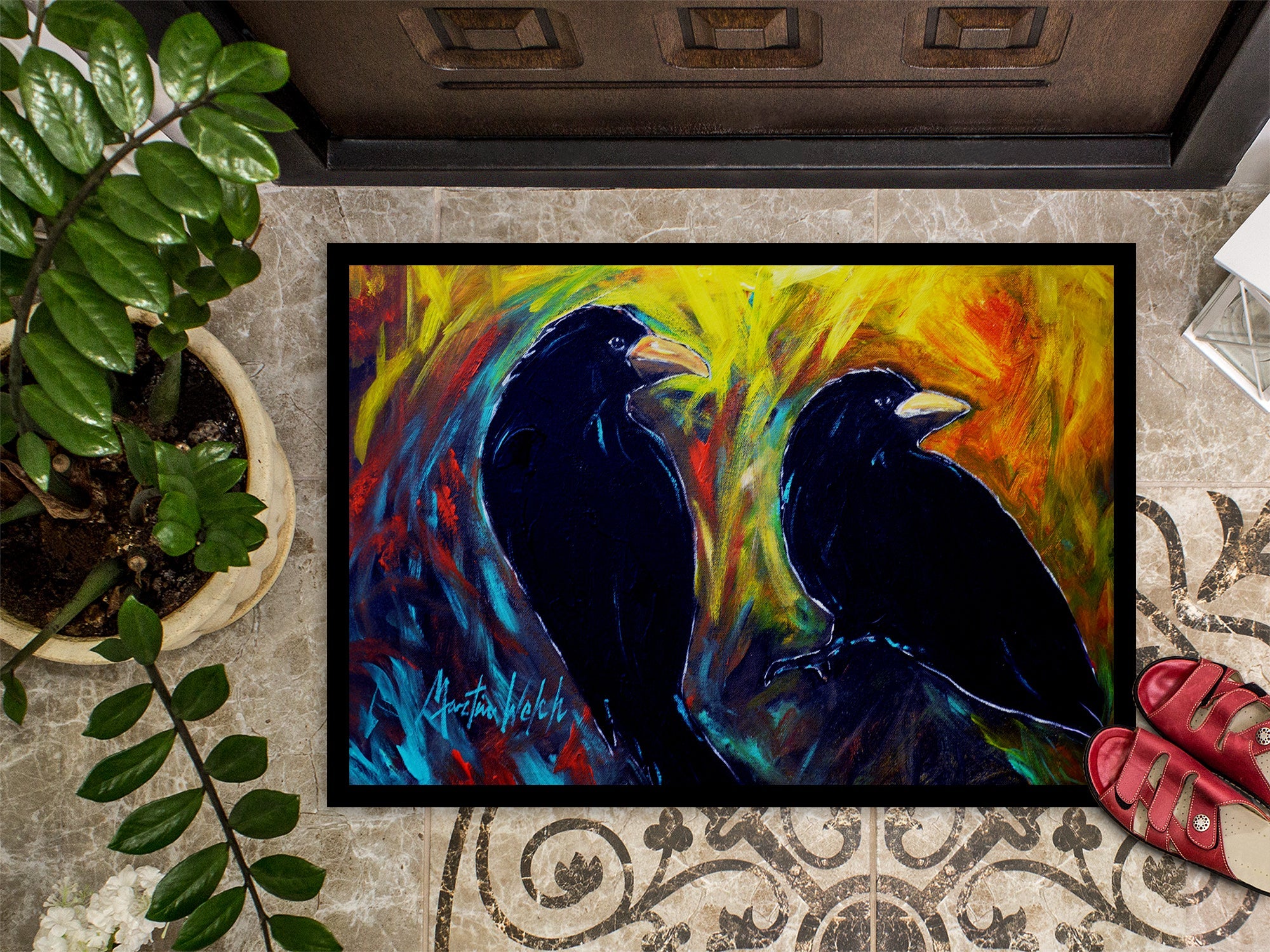 What Was That Black Crows Doormat Indoor Outdoor 18H X 27W Front Door Mat Rugs for Entryway, Non Slip Washable