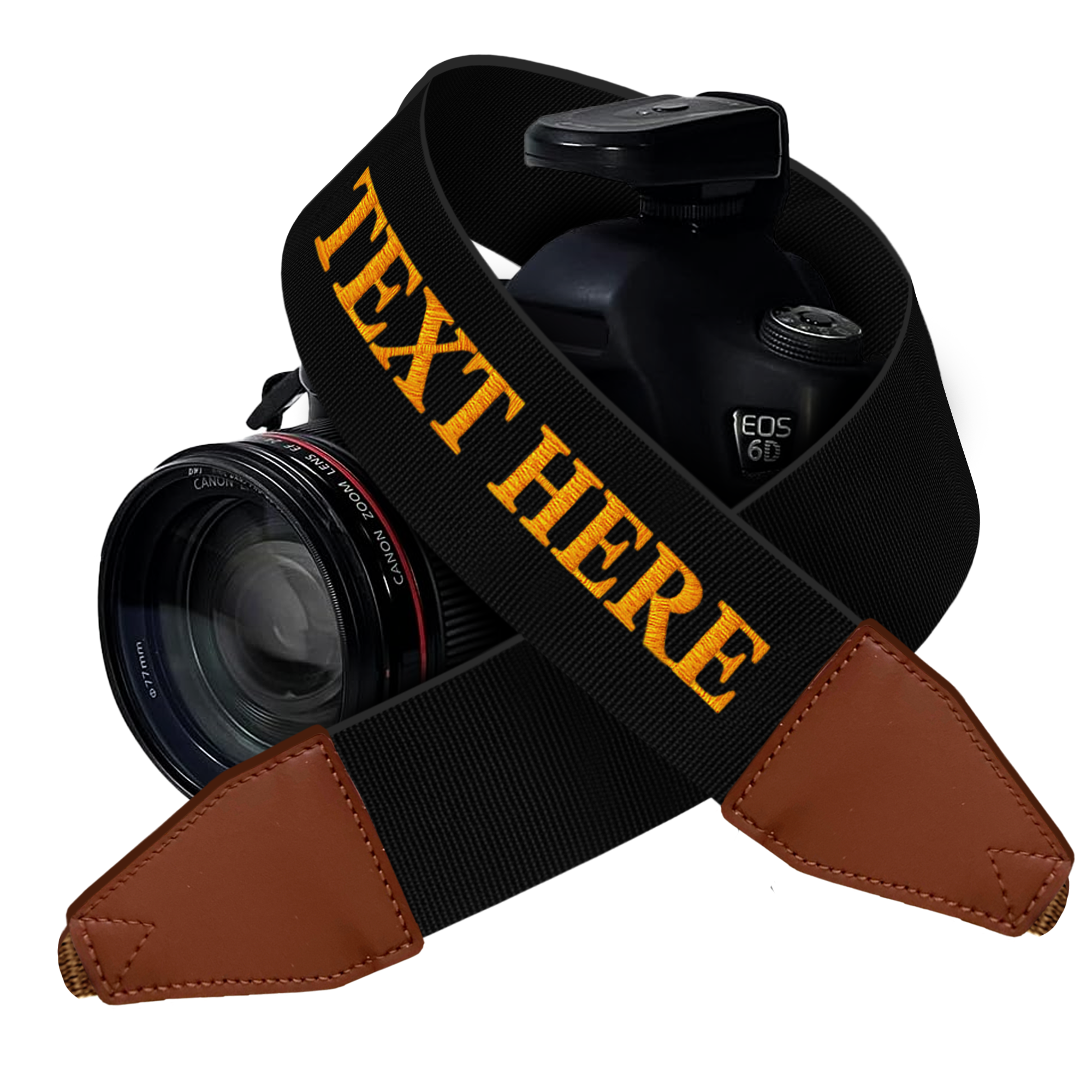 Custom Camera Strap, Embroidered Name Camera Strap - Black