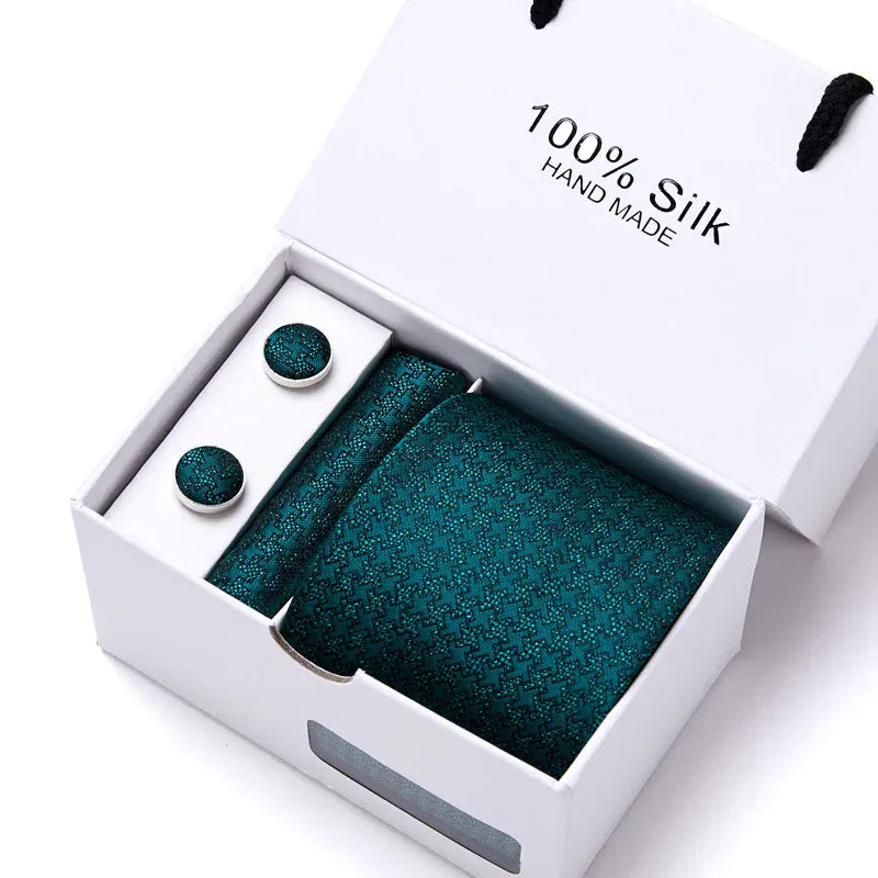 Maison Novaire 100% Silk Striped Floral Tie Set