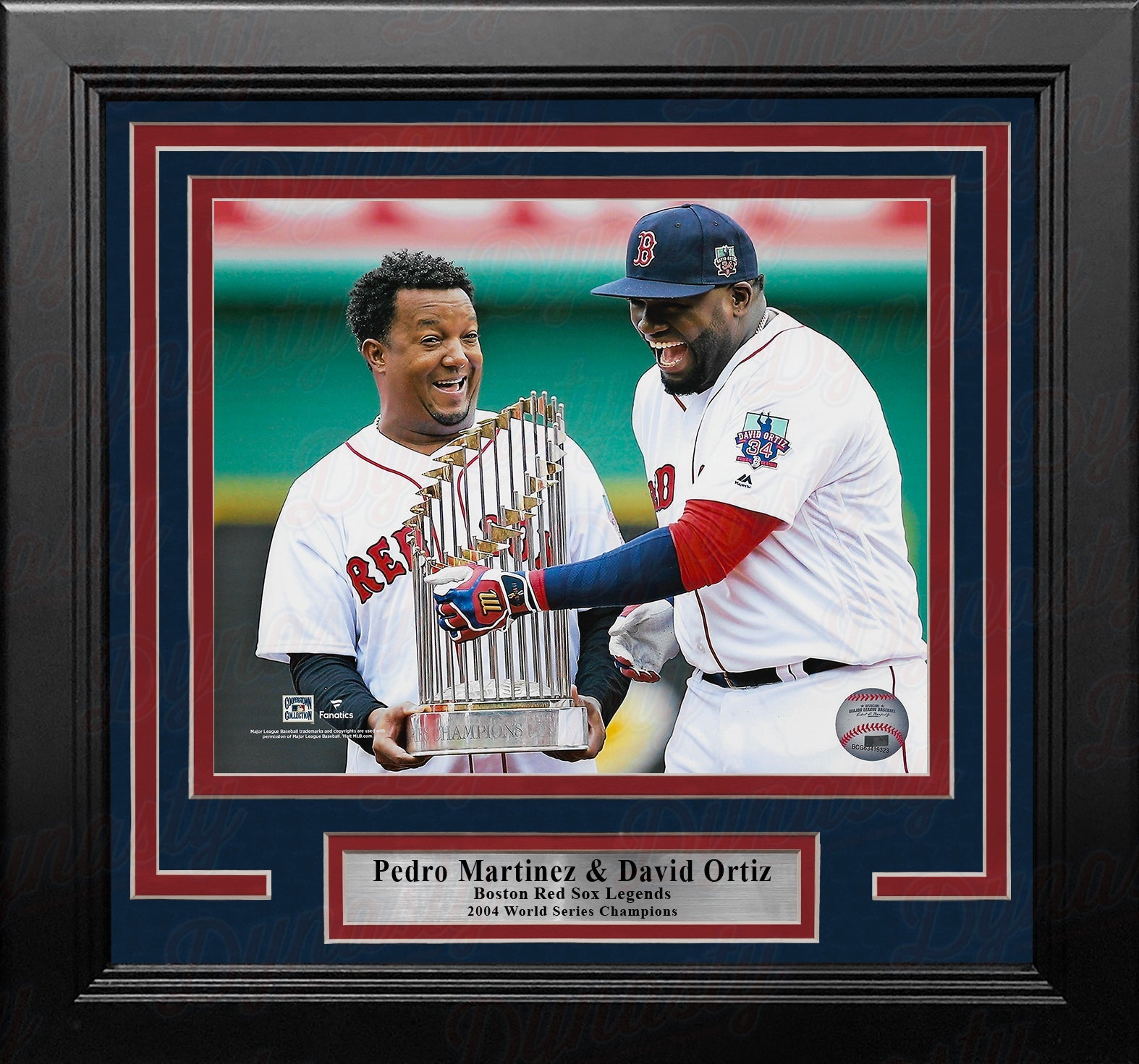 Pedro Martinez & David Ortiz World Series Trophy Boston Red Sox 8" x 10" Framed Baseball Photo