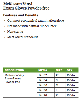 McKesson PF Vinyl Exam Gloves - 14-1XX