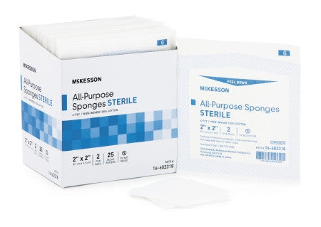 Nonwoven Sponge McKesson 4 X 4 Inch 4-Ply Sterile 10 per Tray - 16-602326