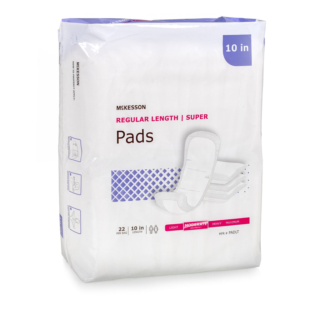 Bladder Control Pad McKesson Super 10 Inch Length Moderate Absorbency Polymer Core One Size Fits Most - PADLT