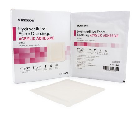 McKesson Hydrocellular Acrylic Adhesive Foam Dressing 7" x 7" - 4673