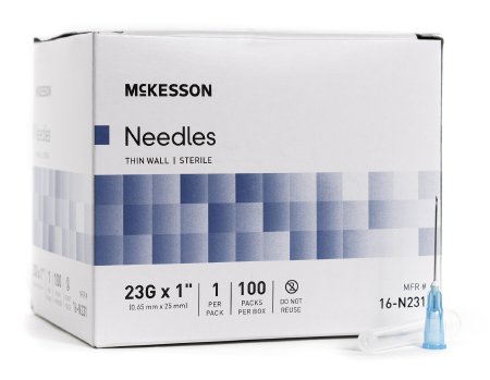 McKesson Hypodermic Thin Wall Needle w/o Safety 23G x 1" - 16-N231