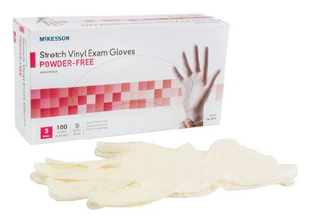 McKesson Ivory Stretch PF Vinyl Exam Gloves Small - 14-814