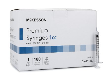 McKesson Luer Lock Premium Syringe w/o Safety 1mL - 16-PS1C