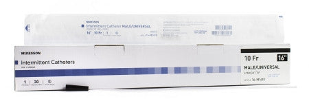 McKesson Male/Univ 16" Straight Tip Intermittent Catheters - 16-M16